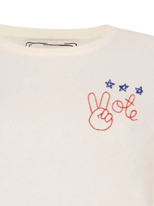 "peace and vote" Mara Crewneck made by Lingua Franca NYC