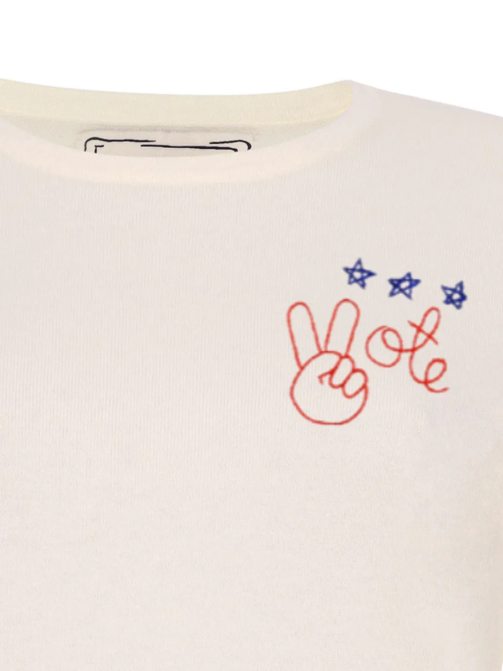 "peace and vote" Mara Crewneck sold by Lingua Franca NYC