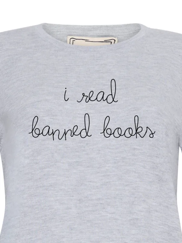 "i read banned books" Mara Crewneck made by Lingua Franca NYC