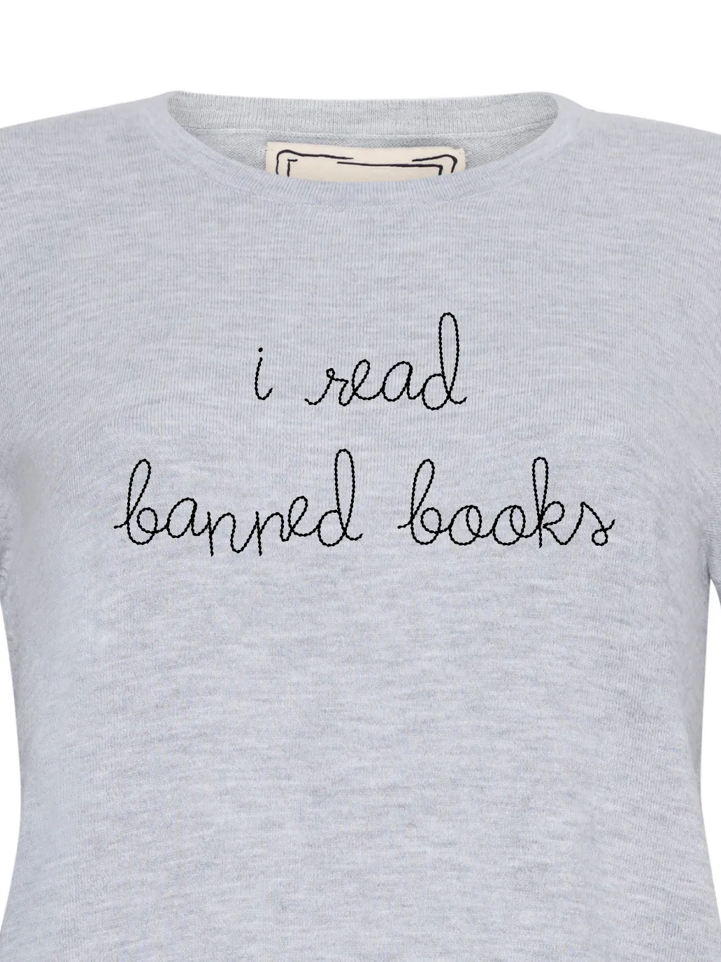 "i read banned books" Mara Crewneck sold by Lingua Franca NYC