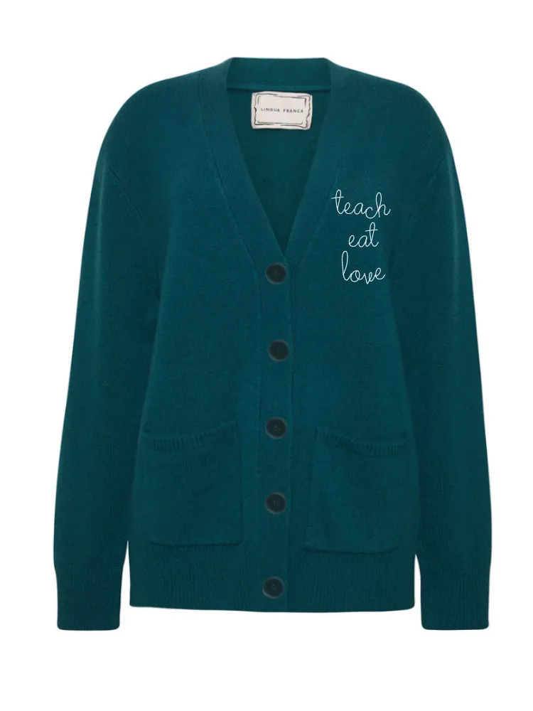 "teach eat love" Oversized Cluny Cardigan sold by Lingua Franca NYC product image thumbnail 4