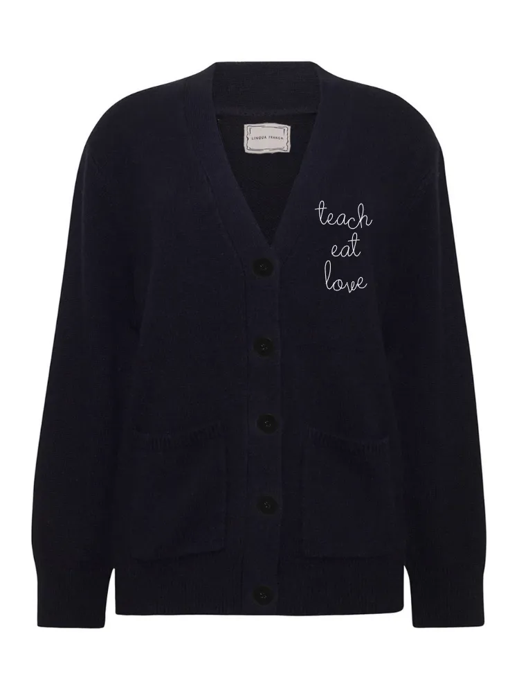 "teach eat love" Oversized Cluny Cardigan sold by Lingua Franca NYC product image thumbnail 5
