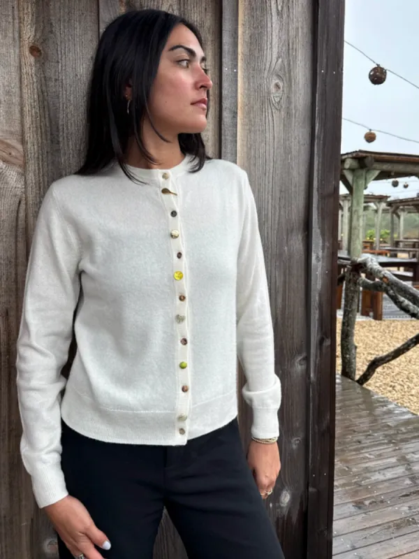 Women's 100% Cashmere Tennis Cardigan made by Lingua Franca NYC