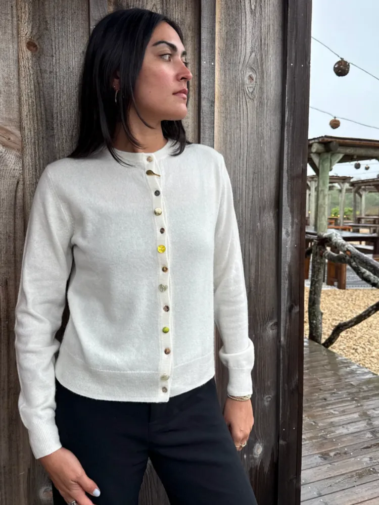 Women's 100% Cashmere Tennis Cardigan sold by Lingua Franca NYC