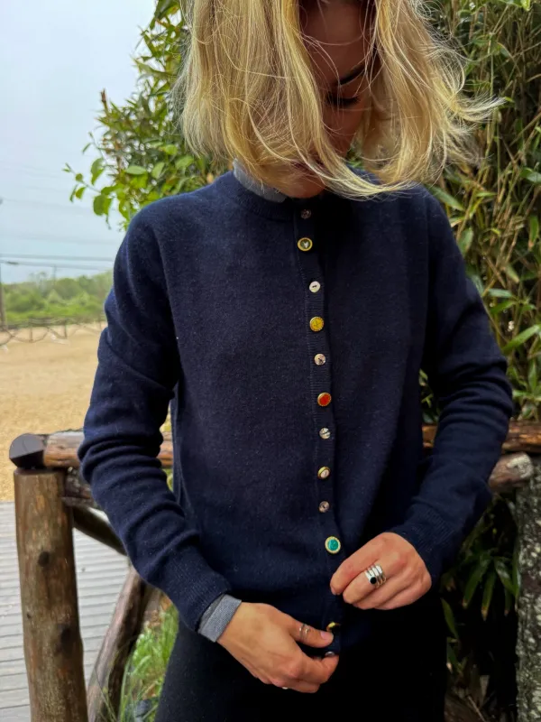 Women's 100% Cashmere Golf Cardigan made by Lingua Franca NYC