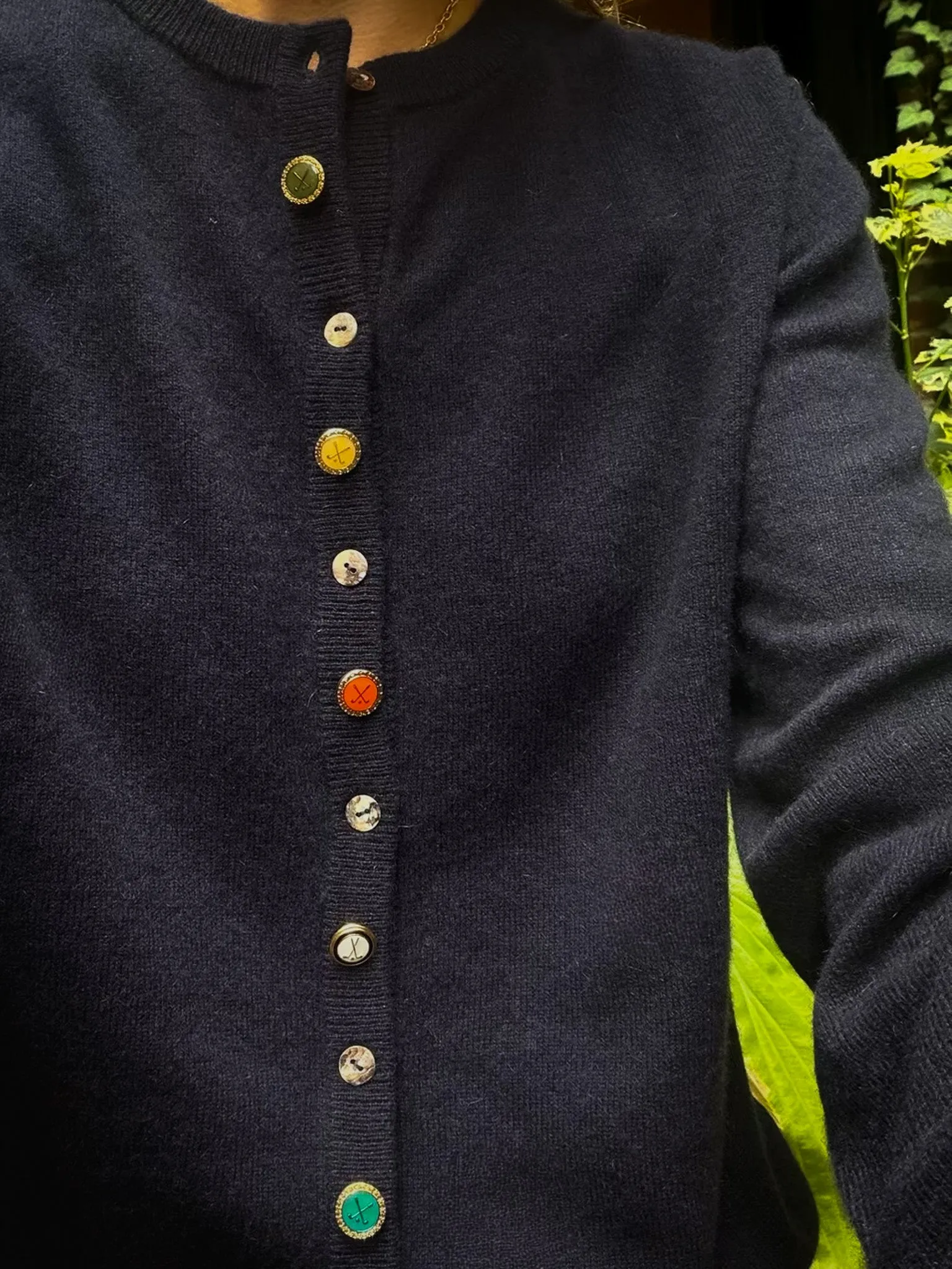 Women's 100% Cashmere Golf Cardigan sold by Lingua Franca NYC product image thumbnail 3