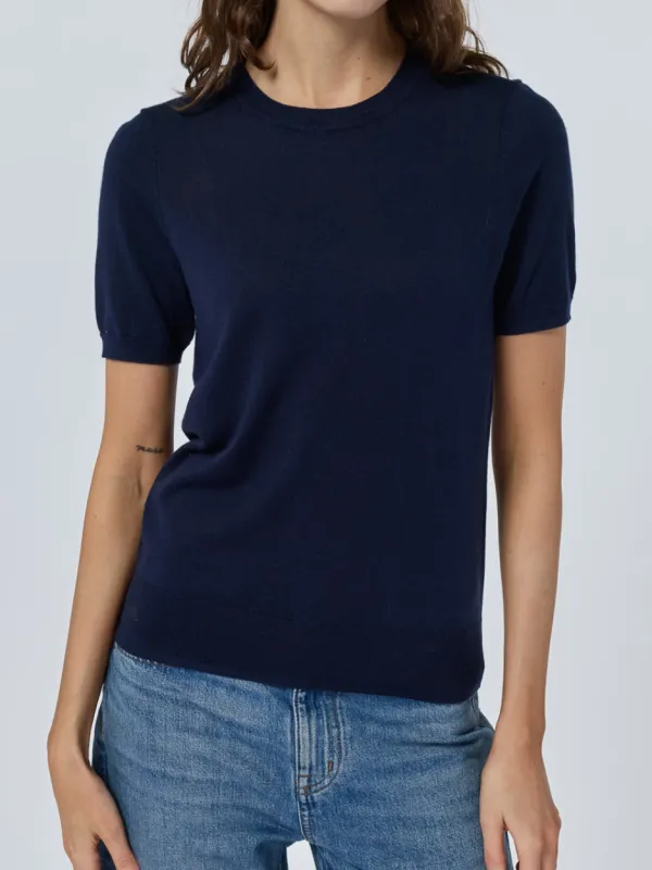 Sans Stitching Silk Cashmere Short Sleeve Crewneck made by Lingua Franca NYC