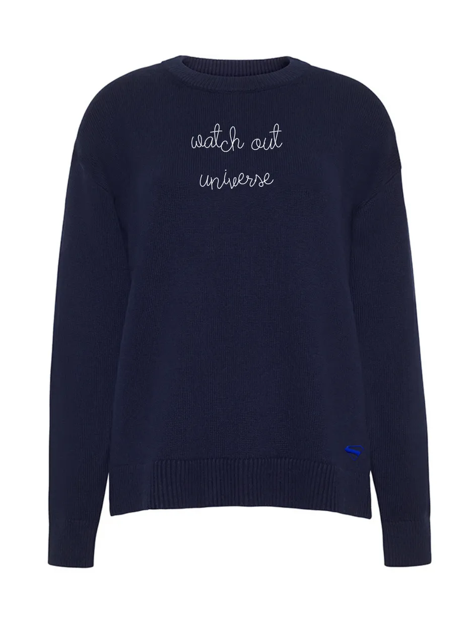 "watch out universe" Maxine Sweater sold by Lingua Franca NYC product image thumbnail 3