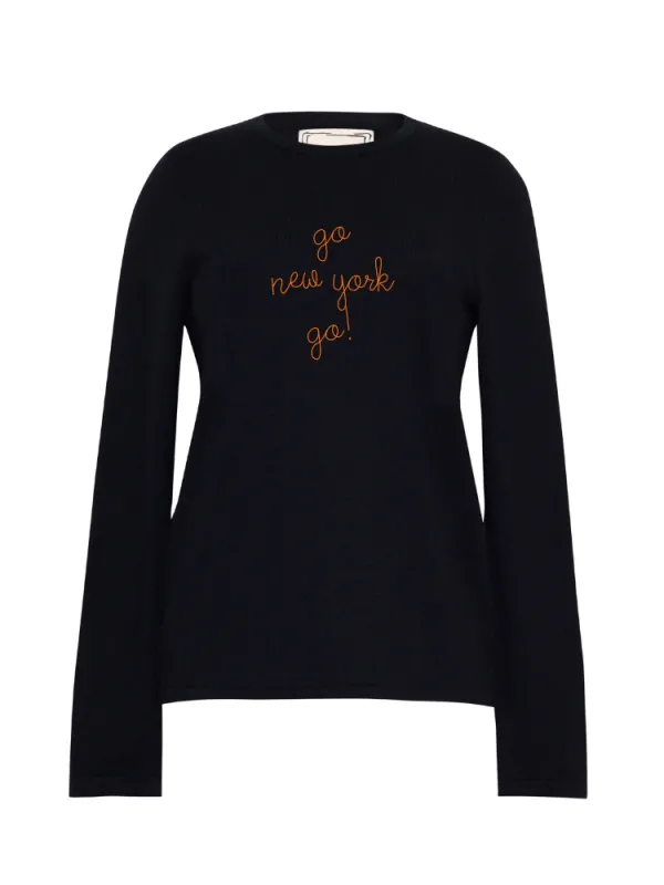 "go new york go!" Mara Crewneck made by Lingua Franca NYC