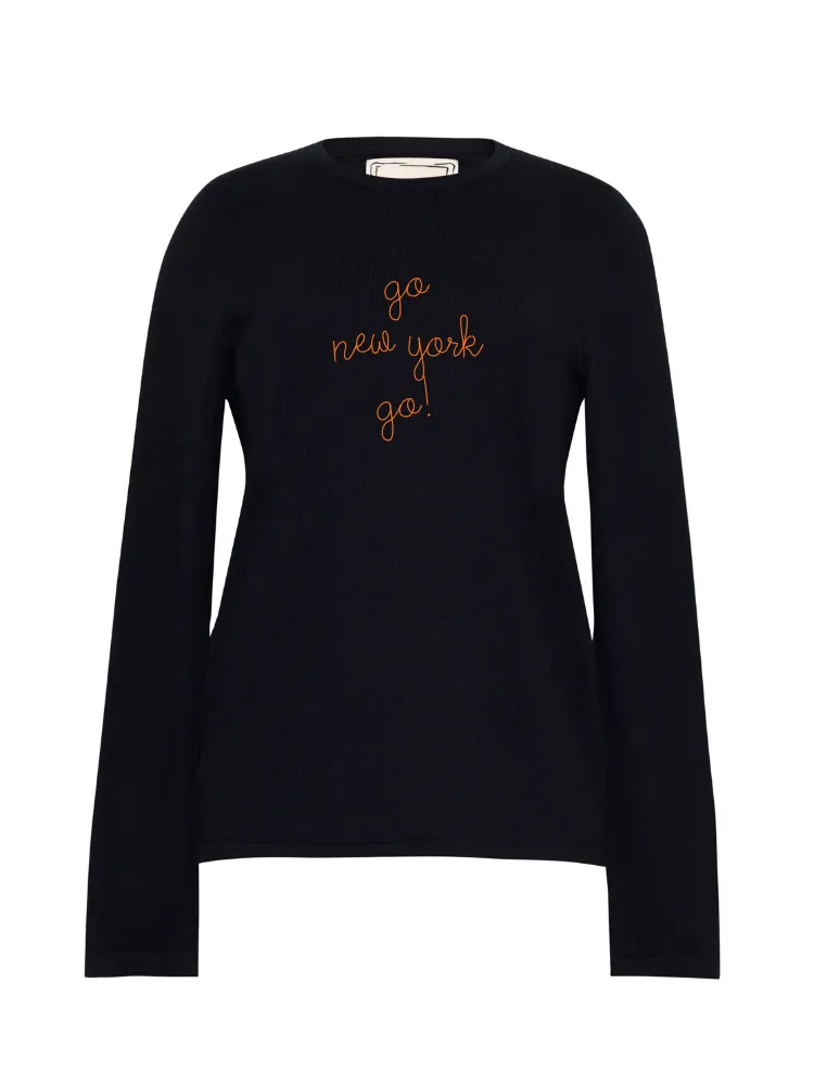 "go new york go!" Mara Crewneck sold by Lingua Franca NYC