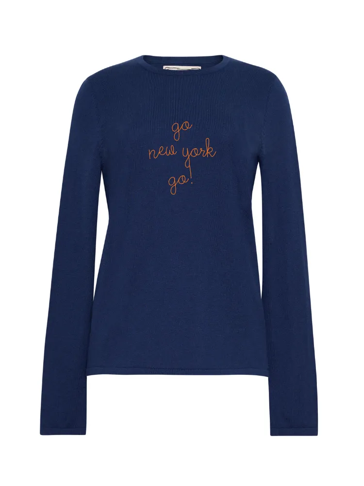 "go new york go!" Mara Crewneck sold by Lingua Franca NYC product image thumbnail 2