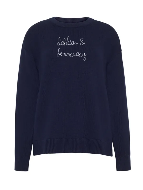 "dahlias & democracy" Maxine Sweater made by Lingua Franca NYC