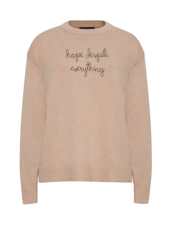 "hope despite everything" Maxine Sweater made by Lingua Franca NYC