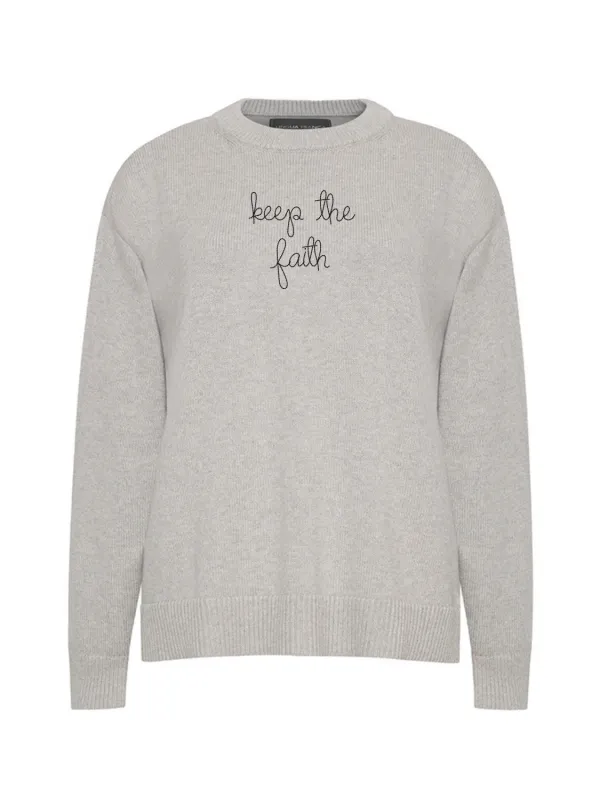 "keep the faith" Maxine Sweater made by Lingua Franca NYC