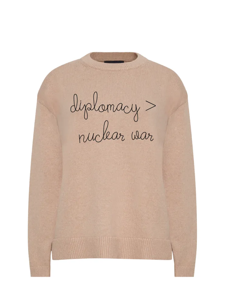 "diplomacy > nuclear war" Maxine Sweater sold by Lingua Franca NYC product image thumbnail 4