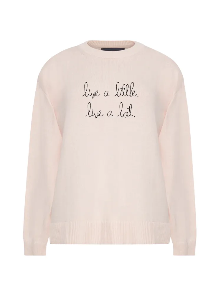 "live a little. live a lot." Maxine Sweater sold by Lingua Franca NYC product image thumbnail 3