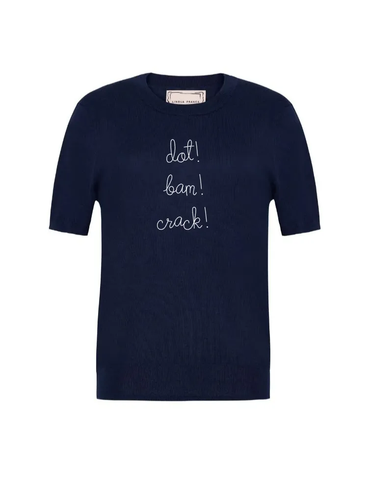 "dot! bam! crack!" Silk Cashmere Short Sleeve Crewneck sold by Lingua Franca NYC product image thumbnail 4
