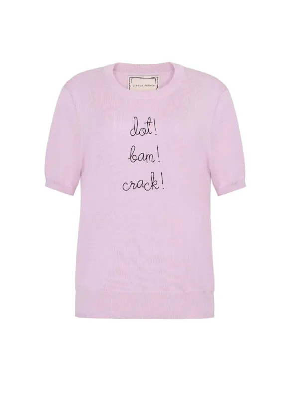 "dot! bam! crack!" Silk Cashmere Short Sleeve Crewneck made by Lingua Franca NYC