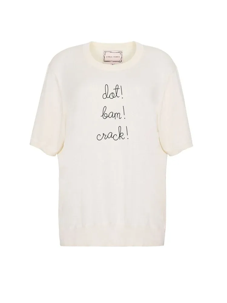 "dot! bam! crack!" Silk Cashmere Short Sleeve Crewneck sold by Lingua Franca NYC product image thumbnail 2