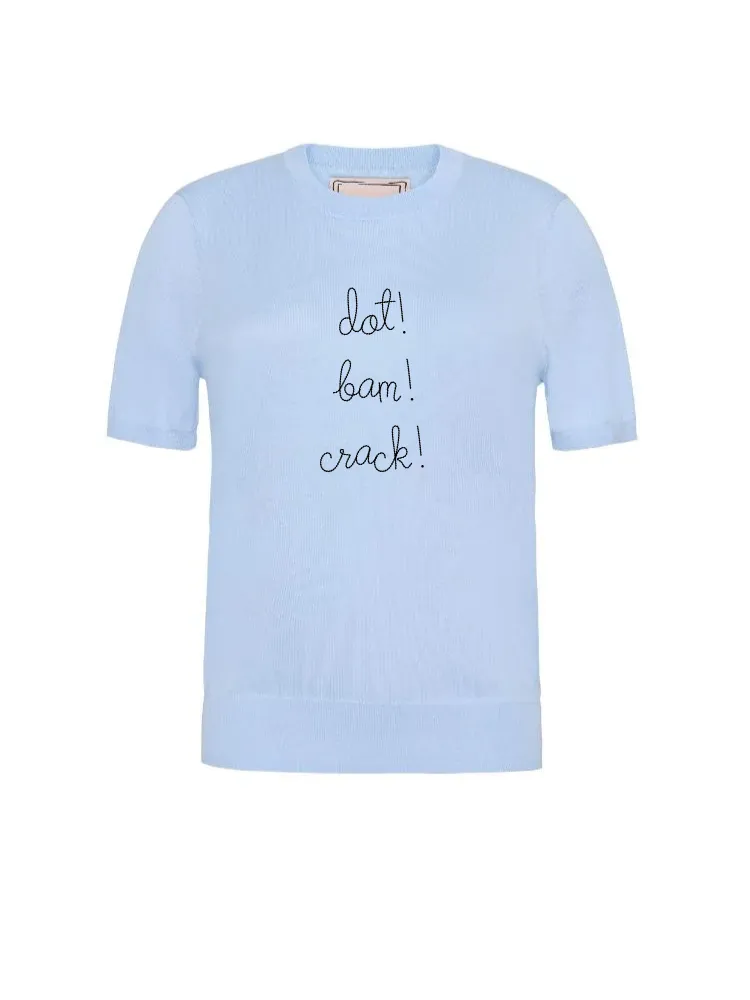 "dot! bam! crack!" Silk Cashmere Short Sleeve Crewneck sold by Lingua Franca NYC product image thumbnail 3