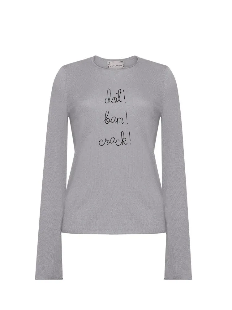 "dot! bam! crack!" Silk Cashmere Crewneck sold by Lingua Franca NYC product image thumbnail 2