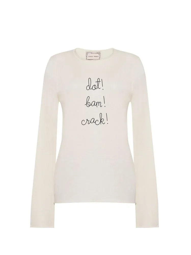 "dot! bam! crack!" Silk Cashmere Crewneck sold by Lingua Franca NYC product image thumbnail 4