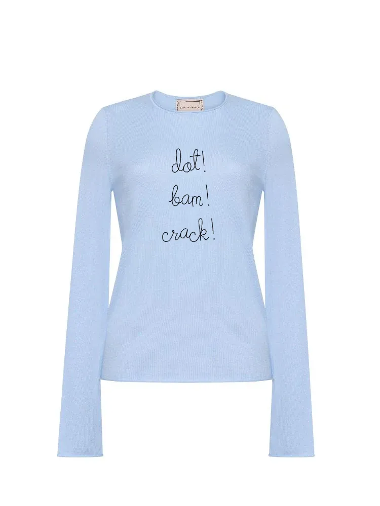 "dot! bam! crack!" Silk Cashmere Crewneck sold by Lingua Franca NYC