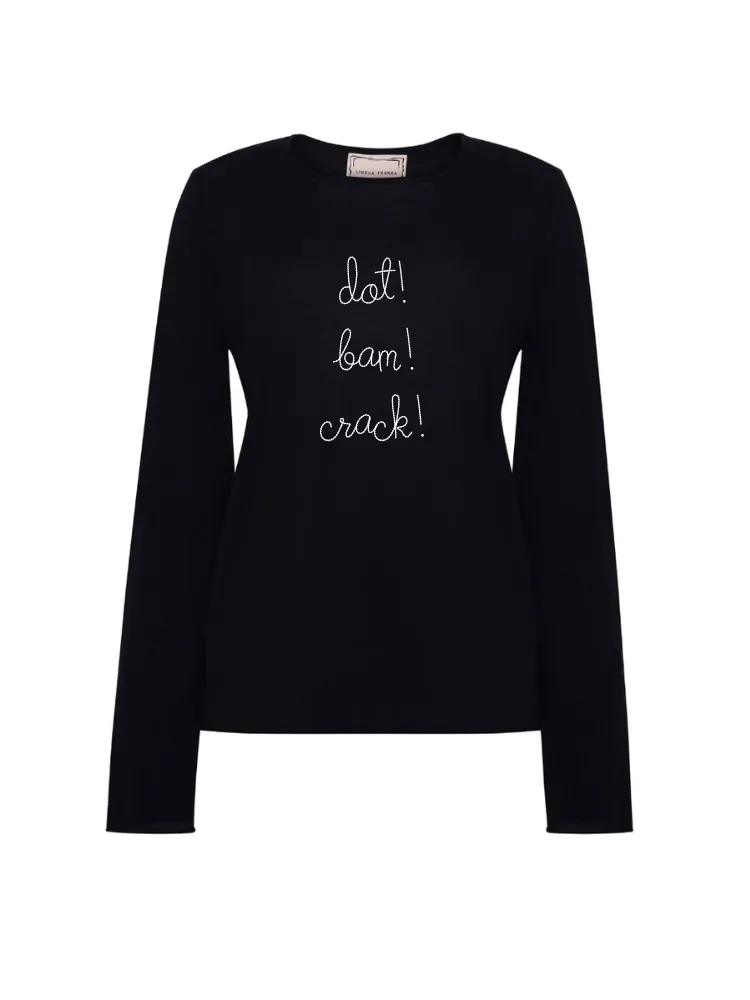 "dot! bam! crack!" Silk Cashmere Crewneck sold by Lingua Franca NYC product image thumbnail 5