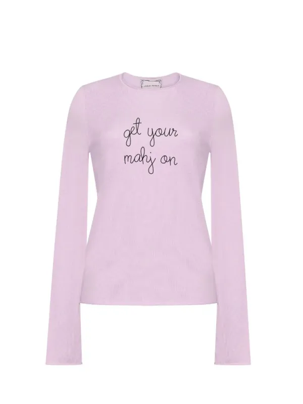 "get your mahj on" Silk Cashmere Crewneck made by Lingua Franca NYC