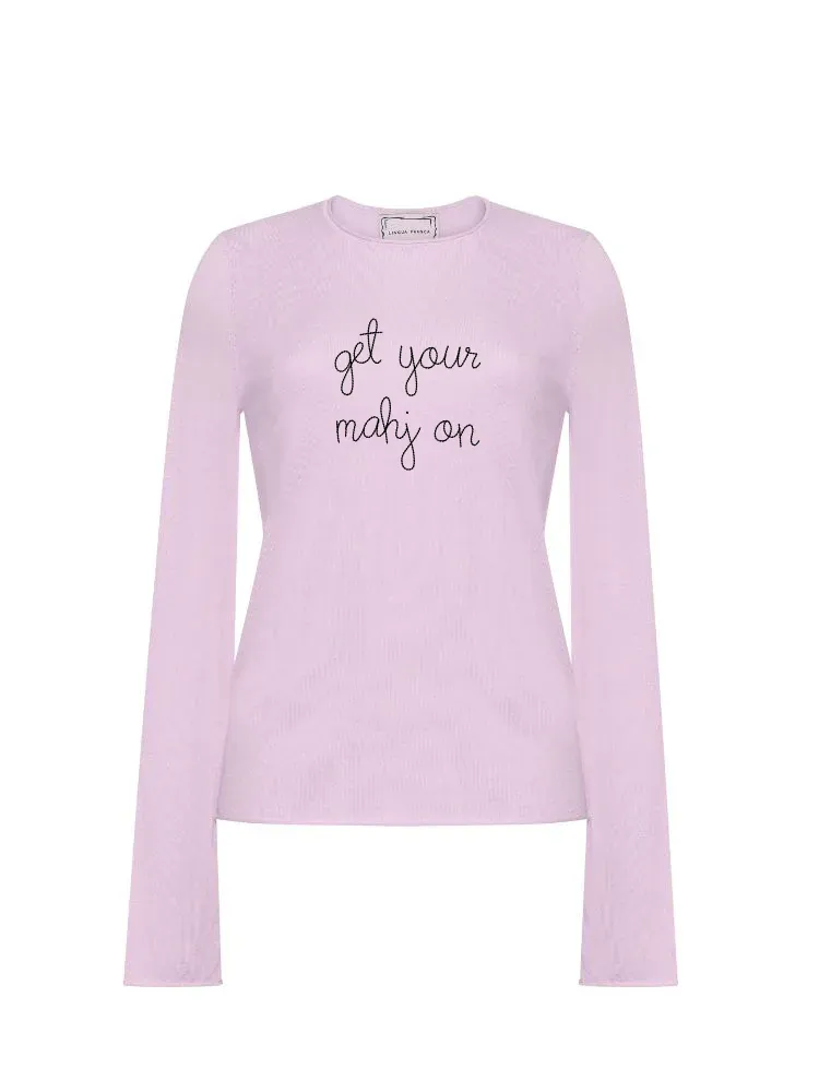 "get your mahj on" Silk Cashmere Crewneck sold by Lingua Franca NYC