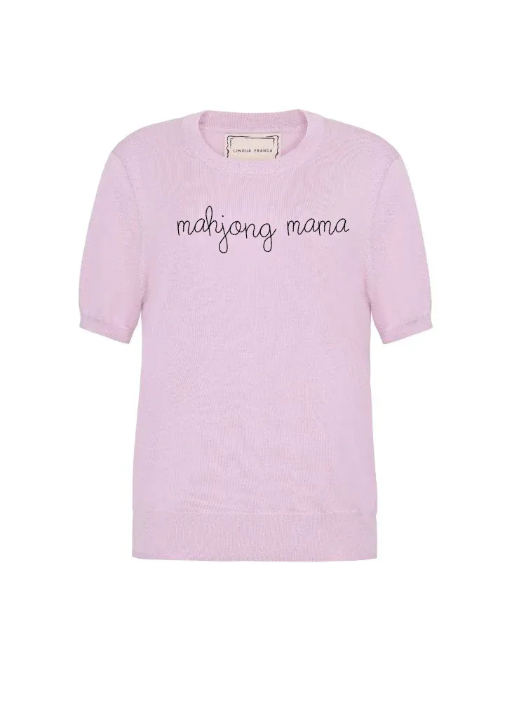 "mahjong mama" Silk Cashmere Short Sleeve Crewneck sold by Lingua Franca NYC product image thumbnail 4