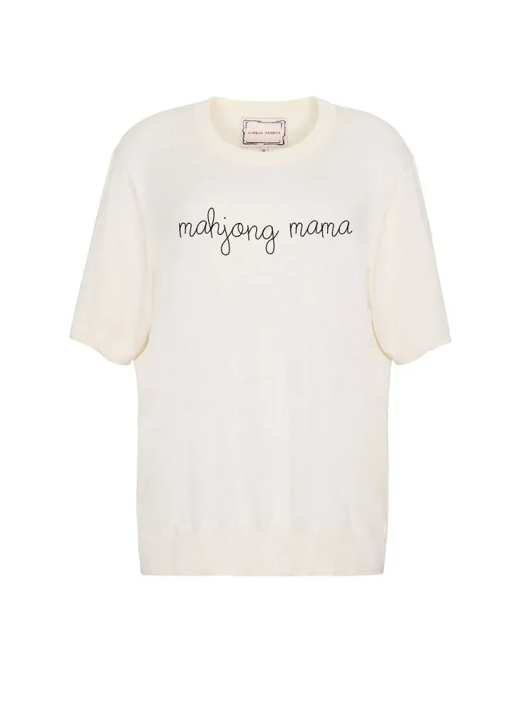 "mahjong mama" Silk Cashmere Short Sleeve Crewneck sold by Lingua Franca NYC product image thumbnail 3