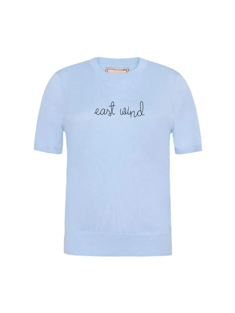 "east wind" Silk Cashmere Short Sleeve Crewneck sold by Lingua Franca NYC product image thumbnail 2
