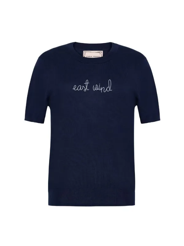 "east wind" Silk Cashmere Short Sleeve Crewneck made by Lingua Franca NYC