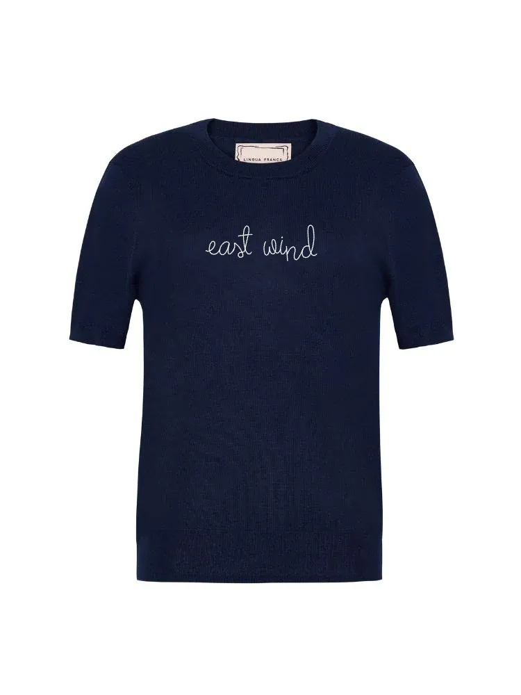 "east wind" Silk Cashmere Short Sleeve Crewneck sold by Lingua Franca NYC