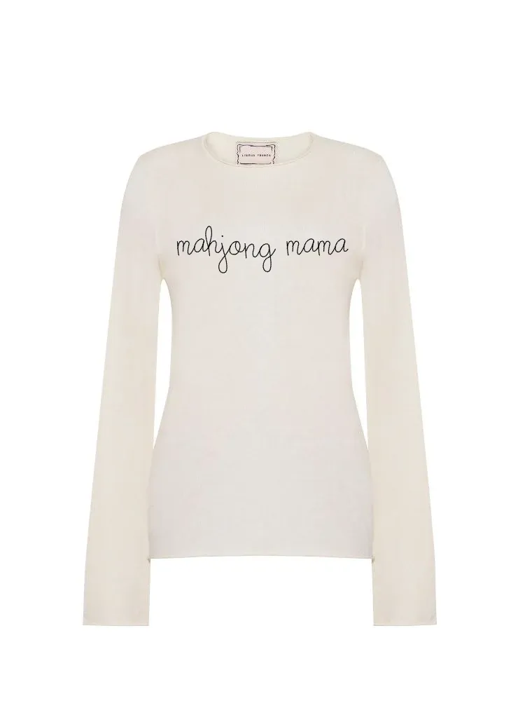 "mahjong mama" Silk Cashmere Crewneck sold by Lingua Franca NYC product image thumbnail 3