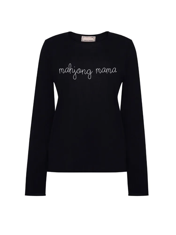 "mahjong mama" Silk Cashmere Crewneck sold by Lingua Franca NYC