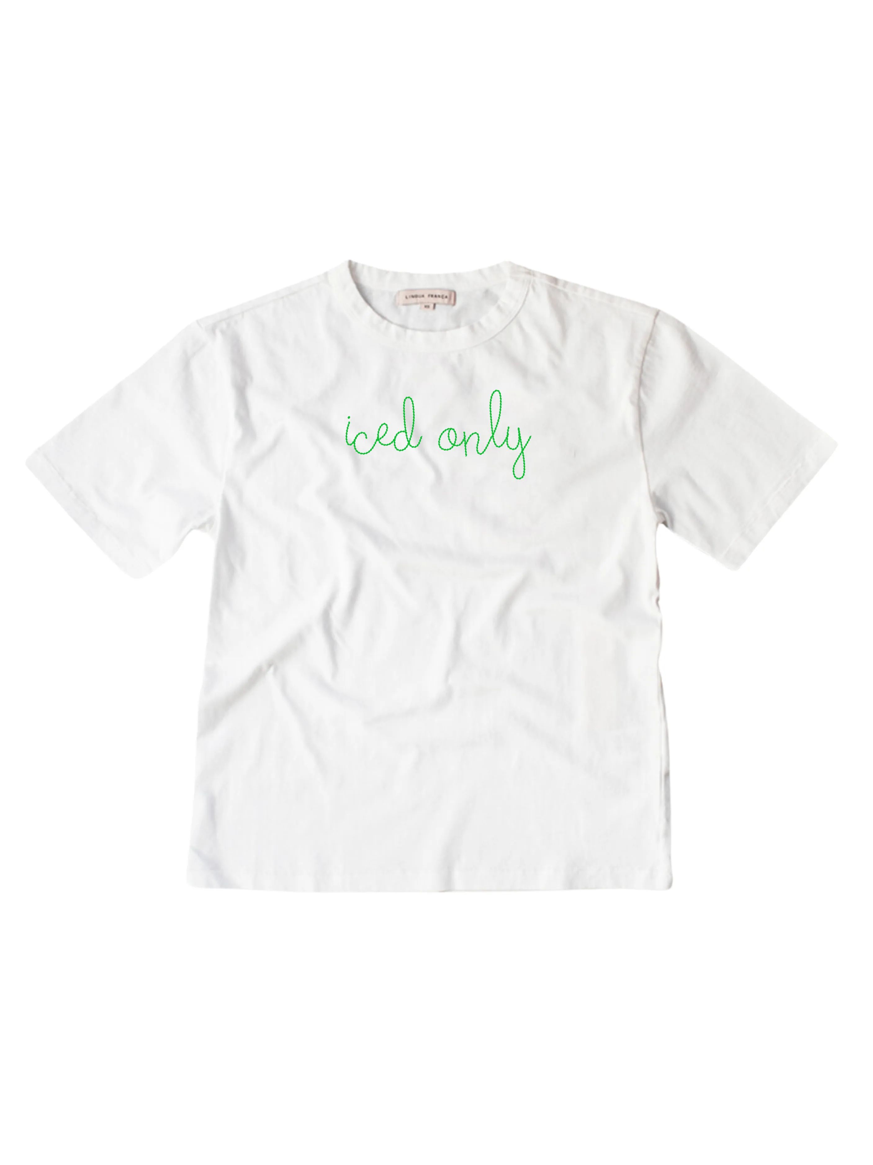 "iced only" T-Shirt sold by Lingua Franca NYC product image thumbnail 3