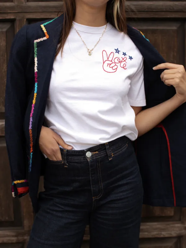 Peace + Vote T-Shirt sold by Lingua Franca NYC