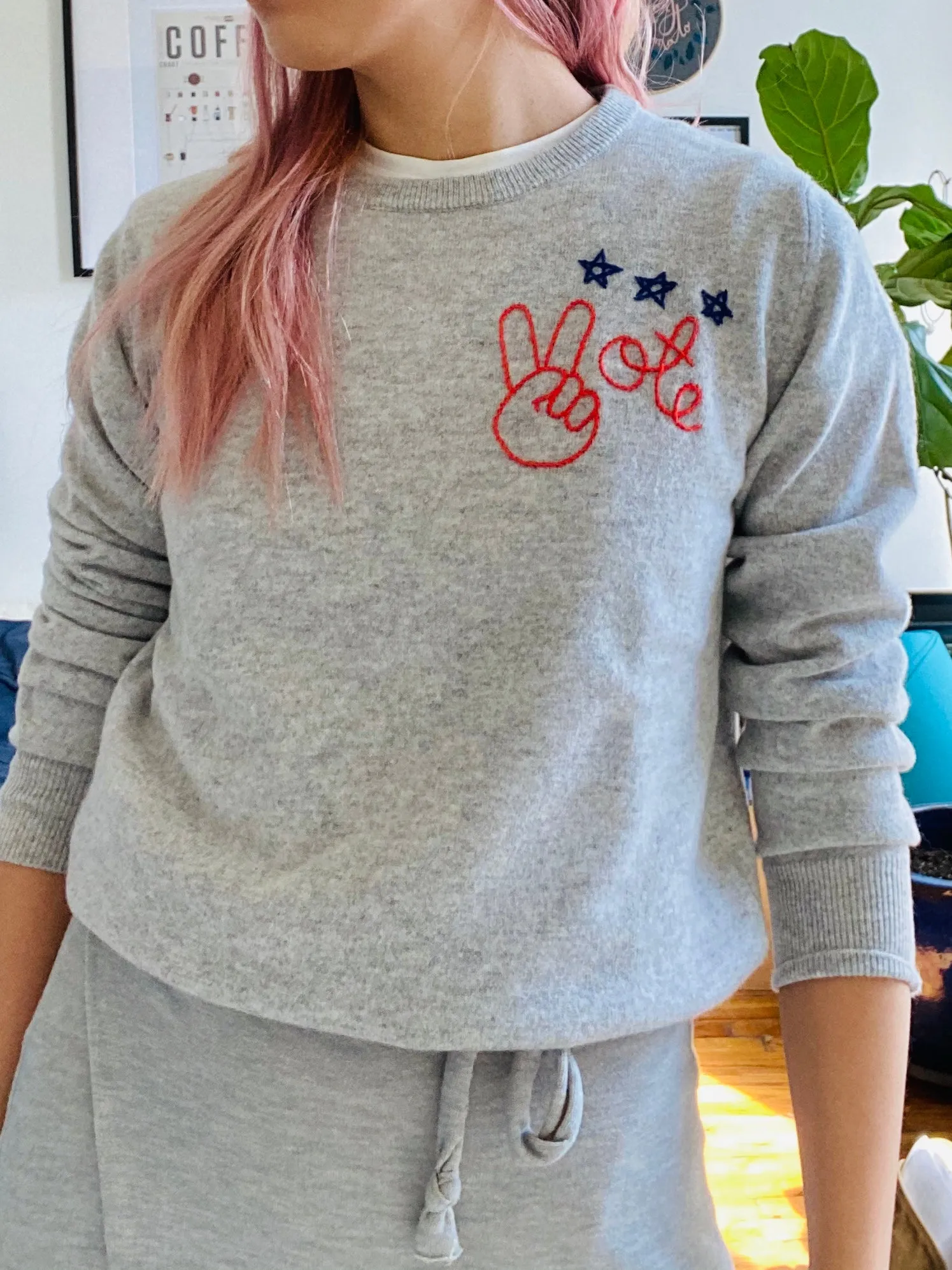 Peace + Vote Crewneck sold by Lingua Franca NYC