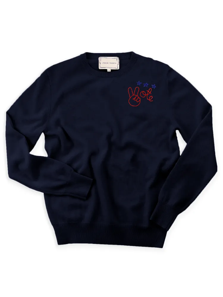 Peace + Vote Crewneck sold by Lingua Franca NYC product image thumbnail 4