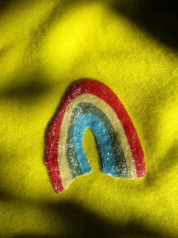 Beaded Rainbow Classic Crewneck sold by Lingua Franca NYC product image thumbnail 4