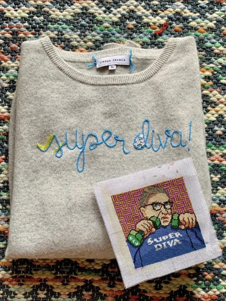 "super diva!" Crewneck sold by Lingua Franca NYC product image thumbnail 4