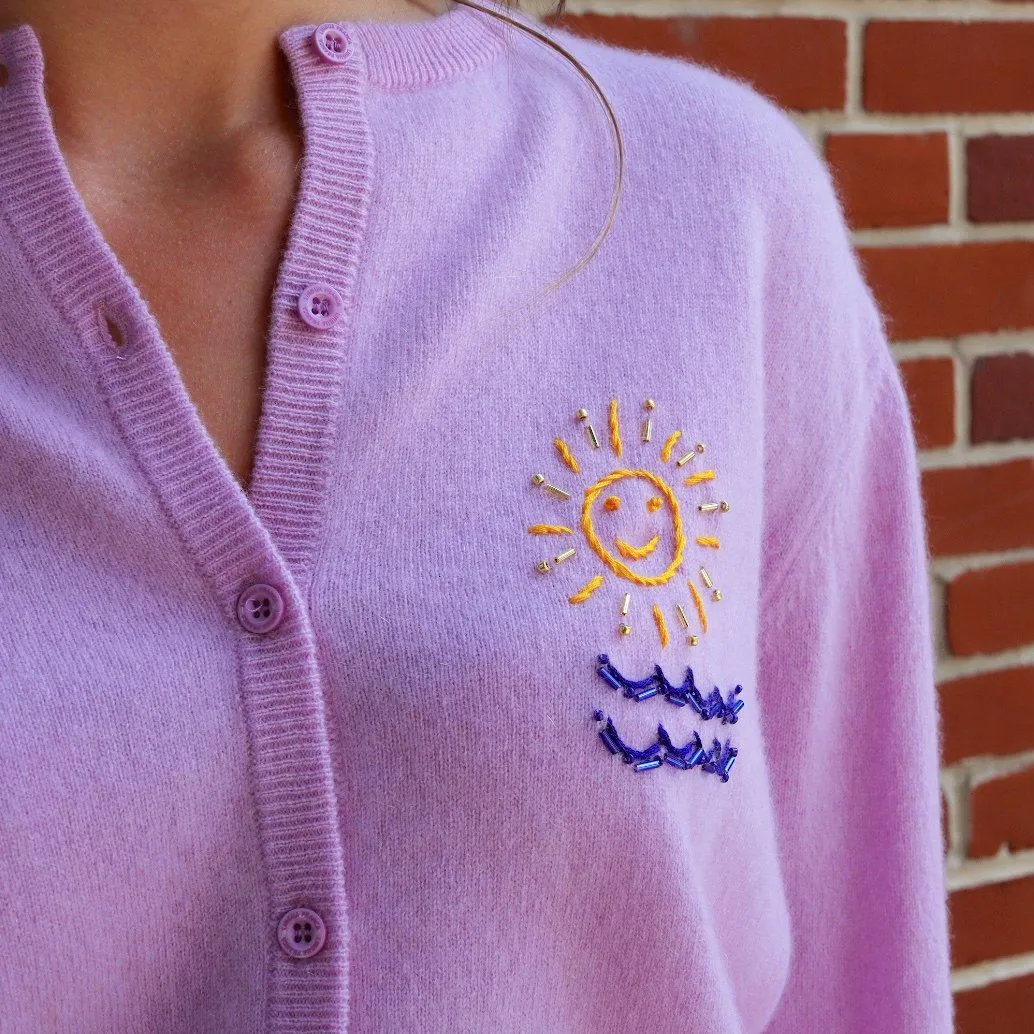 Beaded Sun and Waves Classic Cardigan sold by Lingua Franca NYC product image thumbnail 2
