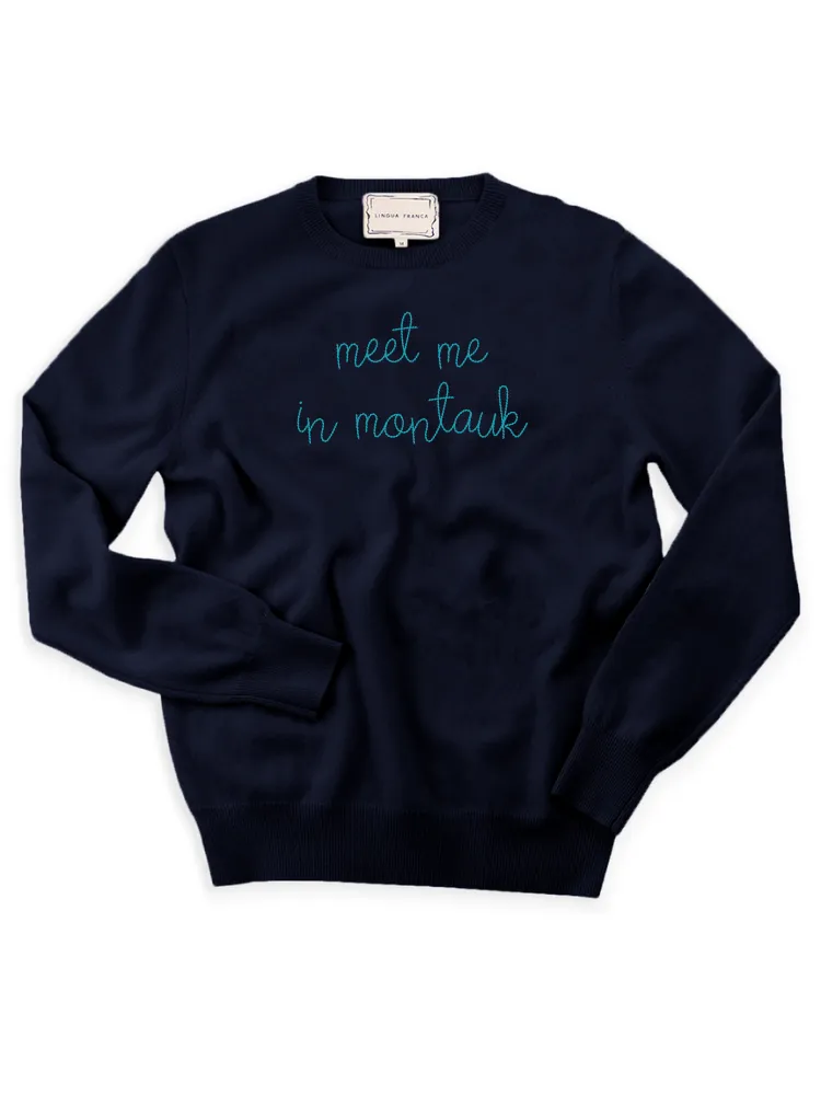 "meet me in montauk" Crewneck sold by Lingua Franca NYC product image thumbnail 5