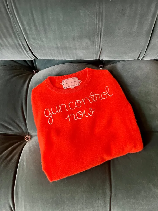 "gun control now" Crewneck sold by Lingua Franca NYC