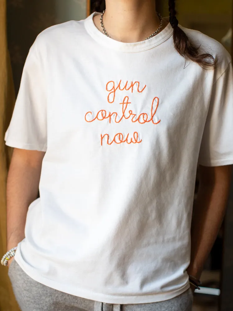"gun control now" T-Shirt sold by Lingua Franca NYC