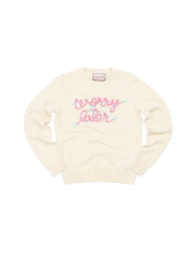 Worry Later Crewneck sold by Lingua Franca NYC product image thumbnail 2