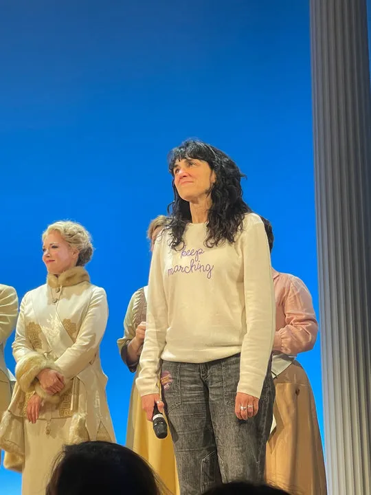 "keep marching" Women's Crewneck sold by Lingua Franca NYC product image thumbnail 5