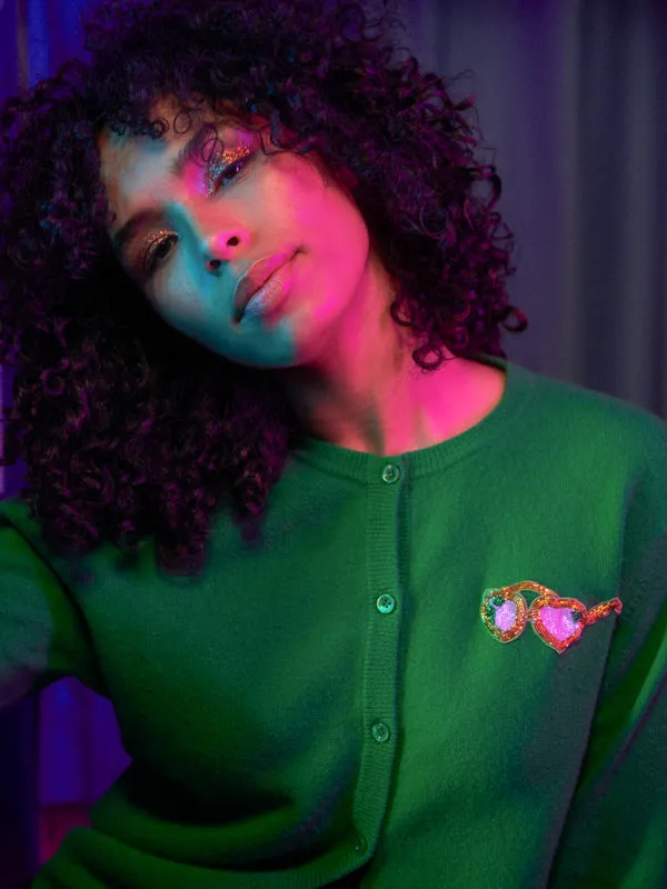 Beaded Sunglasses Cardigan sold by Lingua Franca NYC product image thumbnail 3